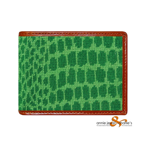Smathers & Branson - Alligator Skin Needlepoint Bi-Fold Wallet