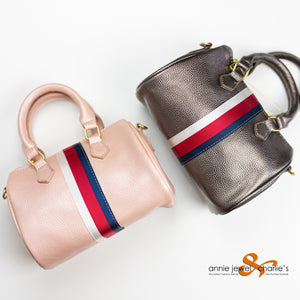 Zomi Gems - Ash Grey or Silver Pink Striped Duffle Bag