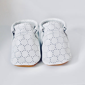 Mishmoccs - Baby Eyelet White Moccasins