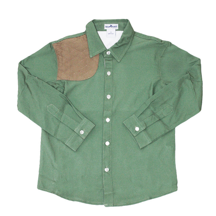 Blue Quail - Tween Boys Sage Green & Khaki L/S Shirt