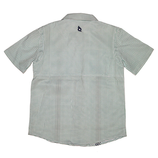 Blue Quail - Tween Sage Green & Navy S/S Guayabera Shirt