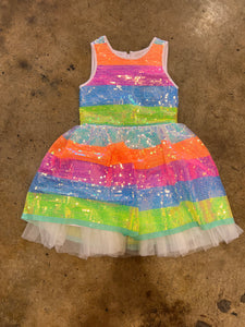 Halabaloo - Tween Gorgeous Striped Sequin Party Dress - Multi