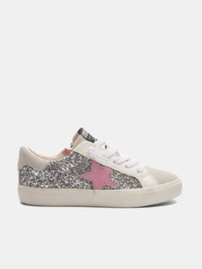 Vintage Havana - Girls Silver Glitter Pink Star Sneaker