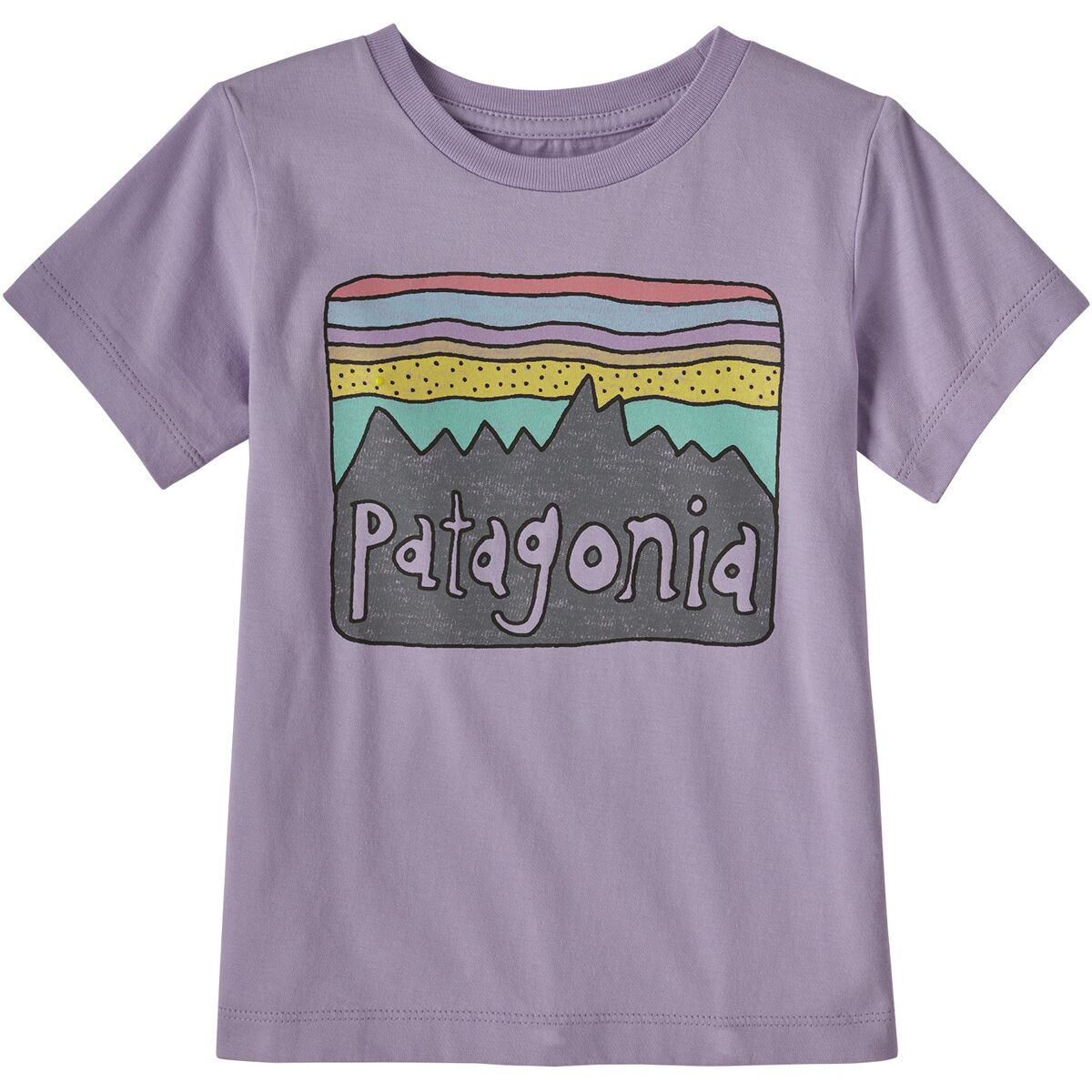 Patagonia - Baby Regenerative Organic Certified Cotton Fitz Roy Skies T-Shirt Lune w/ BoardshortsPurple