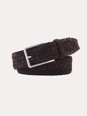 Peter Millar - Men's Brown Leather & Wool Braided Belt
