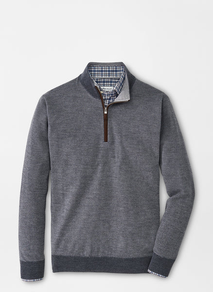 Peter Millar - M's Needle Stripe Quarter Zip Sweater CHA Charcoal