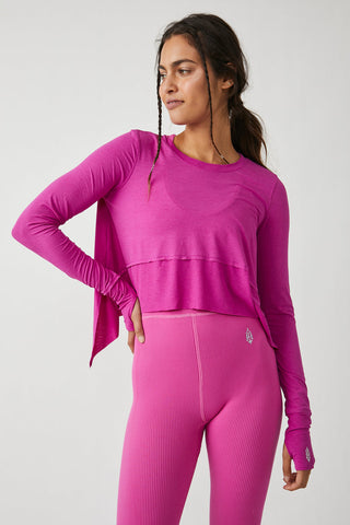 Free People Movement - Breezy Tempo LS Tee - Raspberry Sherbert