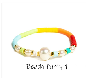 Malibu Sugar - Beach Party Neon Stretch Bracelet w/ Pearls