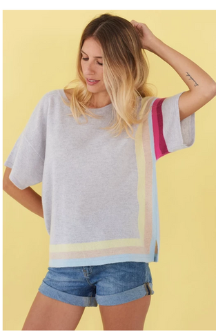 Stitch & Needle - Summer Boxy Tee Cashmere Sweater Silver Combo