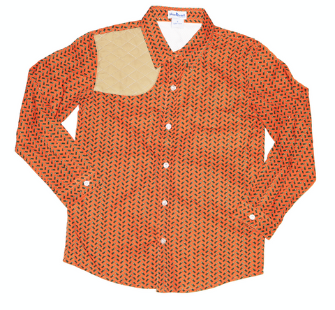 Blue Quail - Baby Boy Blaze Orange/ Green Shells & Khaki L/S Shirt