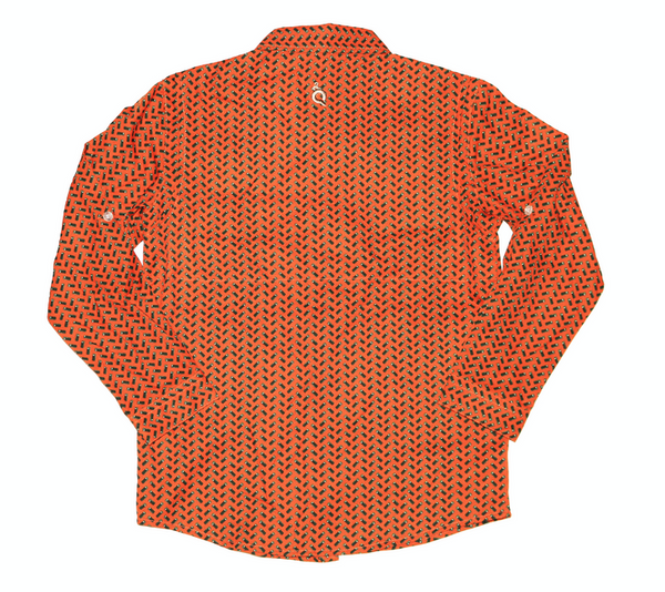 Blue Quail - Tween Boys Blaze Orange/ Green Shells L/S Shirt