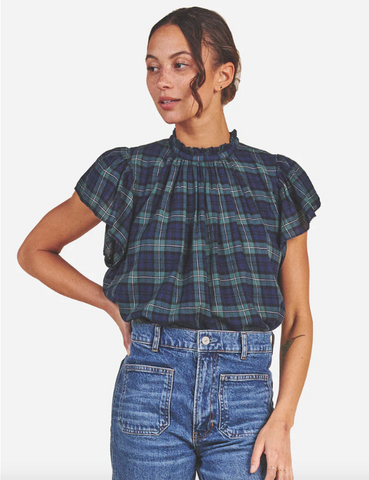 Trovata - Carla High-neck Shirt - Coastline Plaid