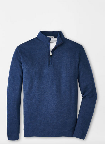 Peter Millar - M's Crown Comfort Interlock Quarter- Zip Navy