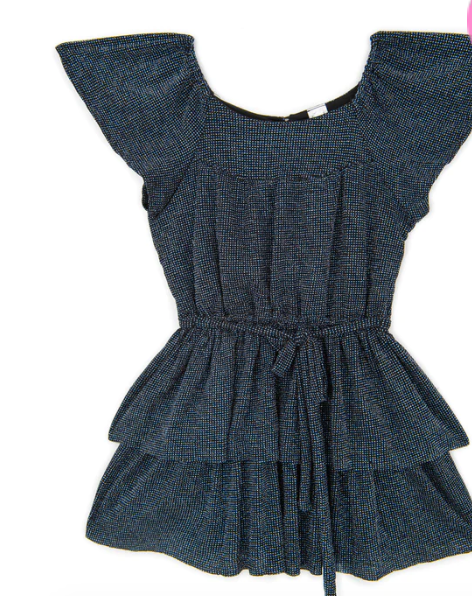 Tru Luv - Tween Dress Front Drop Waist W/ Ruffle Skirt Blue