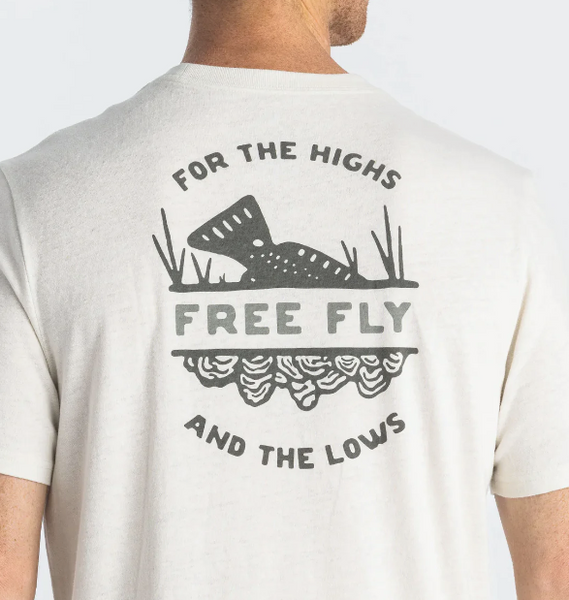 Free Fly - Mens Highs and Lows Tee - Heather Oyster