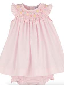 Luli & Me - Pink In Bloom Smocked Bishop Dress
