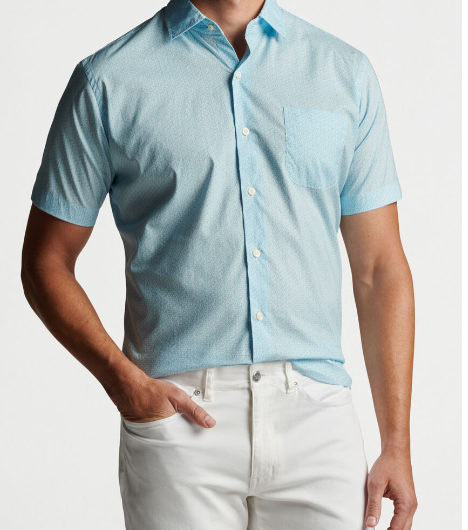 Peter Millar - M's Summer Slice Cotton Stretch Sportshirt Radiant Blue