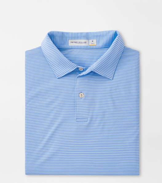 Peter Millar - M's Featherweight Stripe Polo Sean Self Iris Moon