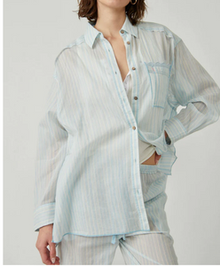 Free People - Sleep Mode Pajama Shirt/ Pant in Blue Combo