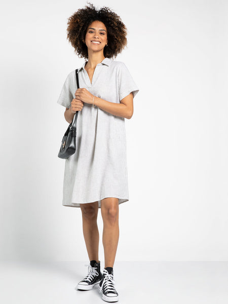 Thread & Supply - Lindsey Dress White and Olive Stripe