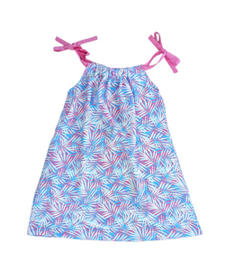 Tuk Tuk - Tropical Palms Pink Shoulder Tie Dress