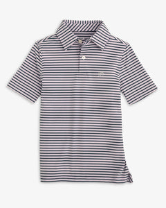 Southern Tide - Y SS Ryder Marin Stripe Heather Perf Polo - Heather Orchid Petal
