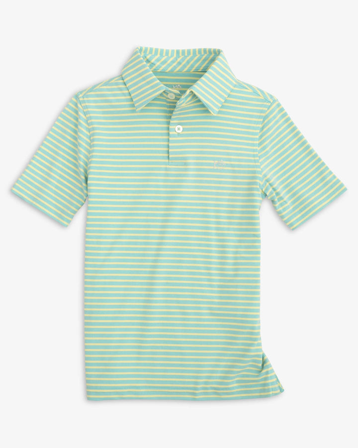 Southern Tide - Y SS Ryder Marin Stripe Heather Performance Polo - Heather Rain Water