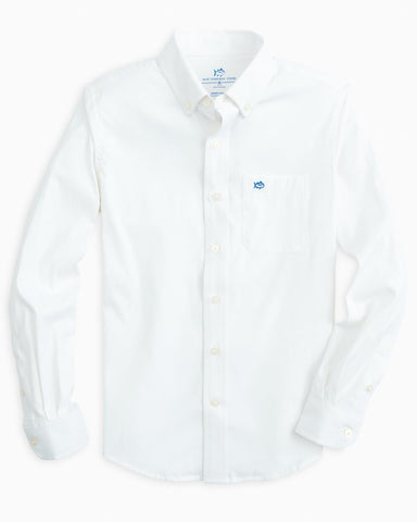 Southern Tide - Youth Solid L/S Intercoastal Sport Shirt White