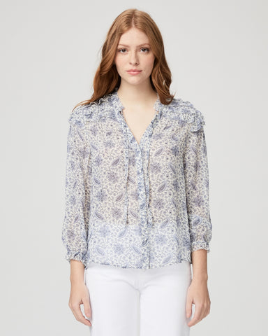 Paige - Margaret Blouse White/ Periwinkle