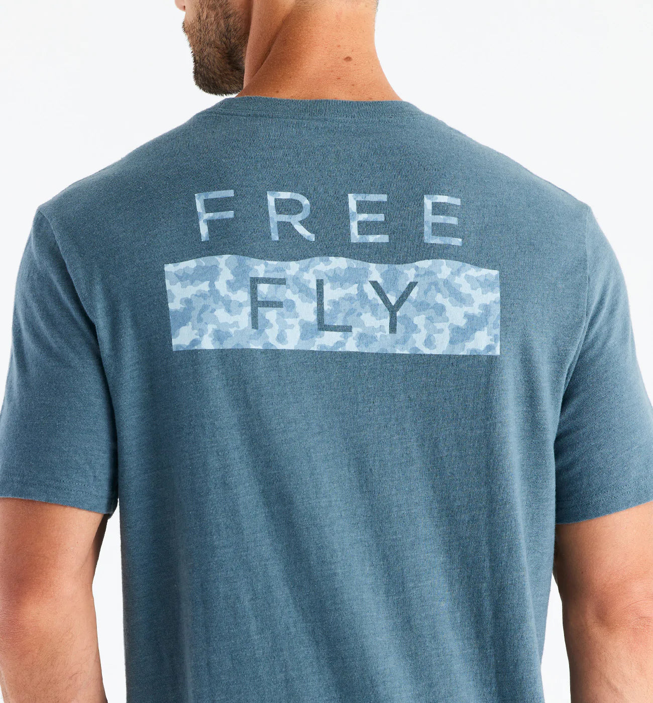 Free Fly - Men's Clearwater Camo Tee - Heather Slate Blue