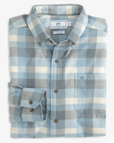 Southern Tide - M's L/S Flannel IC Radcliffe Plaid Sportshirt Dolphin Grey
