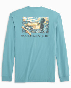 Southern Tide - M's L/S Fowl Call Mallard Tee Low Tide Blue