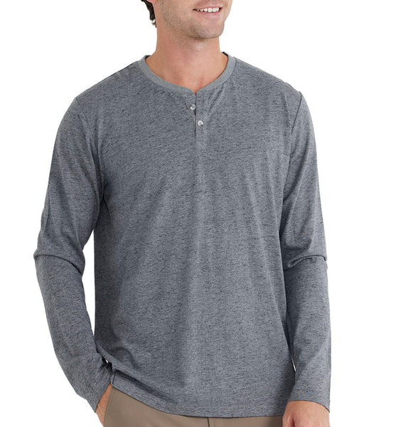 Free Fly - M's Bamboo Heritage Henley Heather Flint