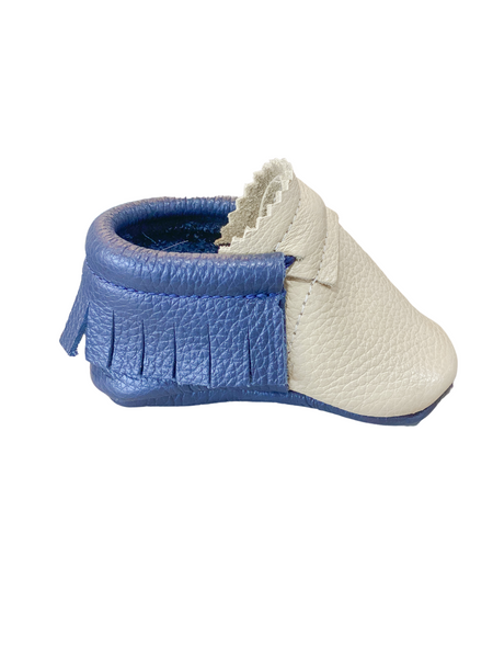 Mishmoccs - Baby Blueberry and Cream Moccasins