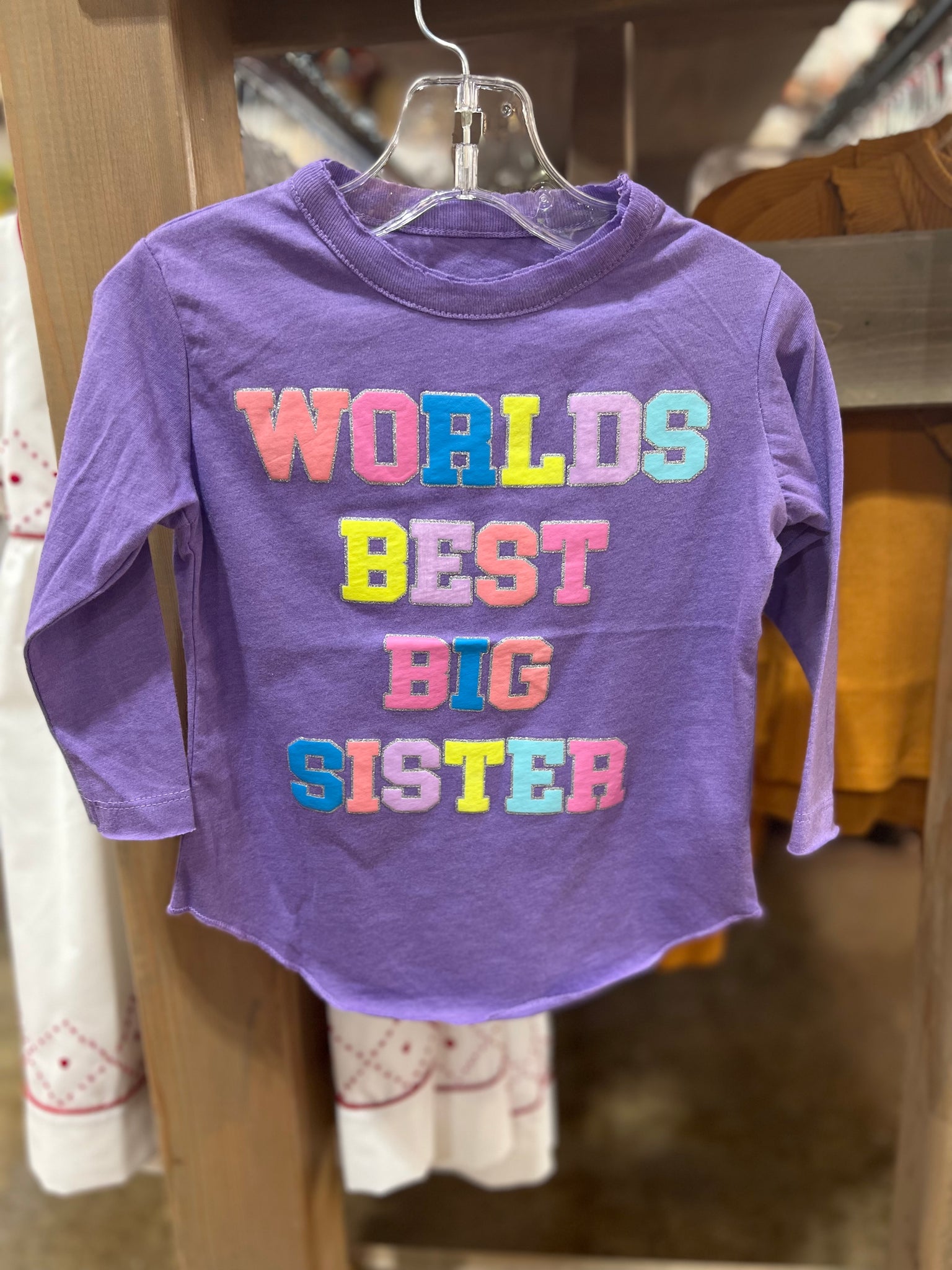 Chaser - Girls RPET Vintage Jersey L/S Shirttail Tee World's Best Big Sister Genie