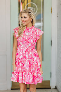 J. Marie Collections - Kailey Ruched Dress Pink/ White