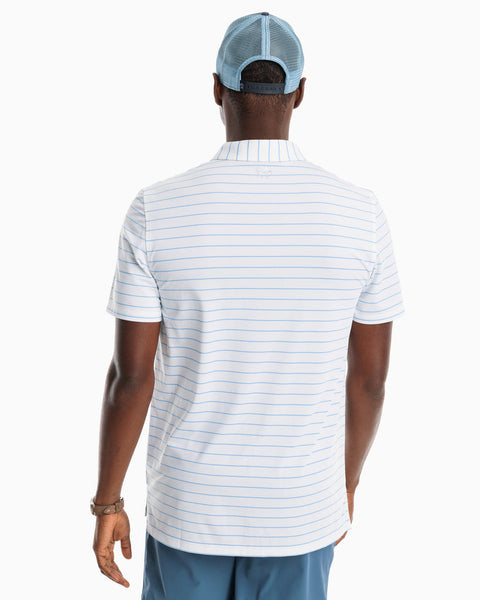 Southern Tide - M's S/S Driver Nearshore Stripe Performance Polo Classic White