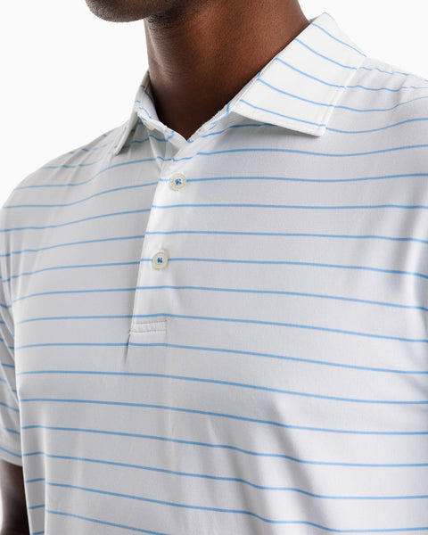 Southern Tide - M's S/S Driver Nearshore Stripe Performance Polo Classic White