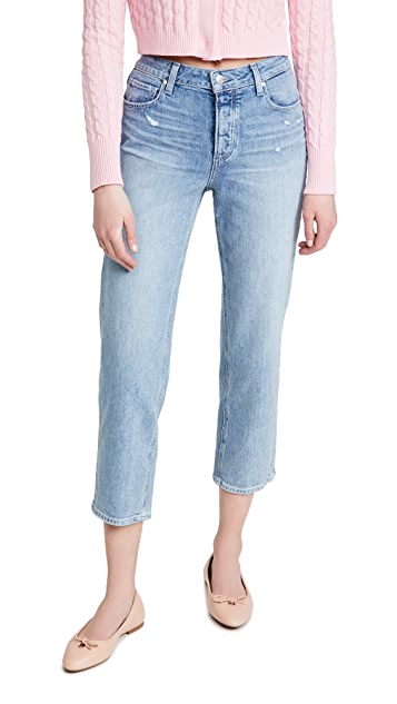 Paige - Noella Straight w/ Reverse WB + Covered Buttonfly Jardin Distressed Jean