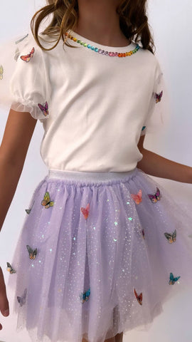 Lola and The Boys - Lavender Rainbow Butterflies Tutu Skirt
