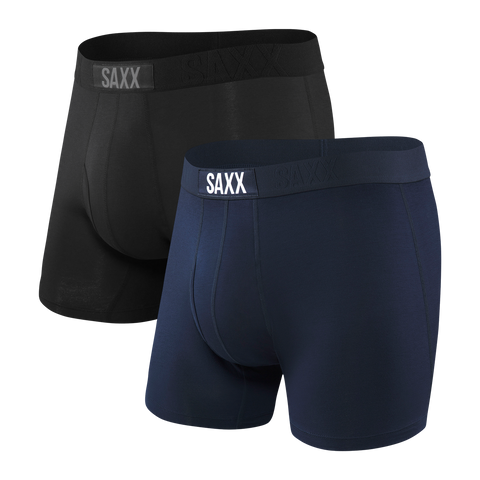 Saxx - Ultra SSoft Boxer Brief Fly 2 Pack Black/ Navy