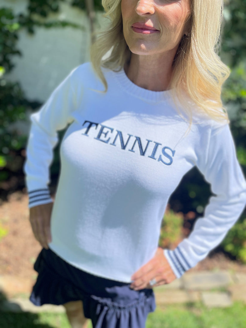 The Bubble - Tennis Sweater White Navy
