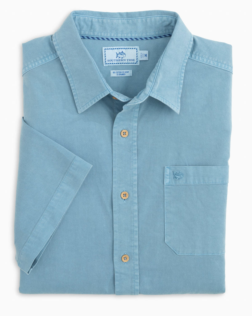 Southern Tide - M's S/S Windley Garment Dyed Sport Shirt Niagara