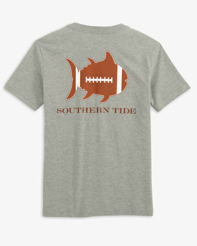 Southern Tide - Youth S/S Football Filled SJ Tee Heather Grey